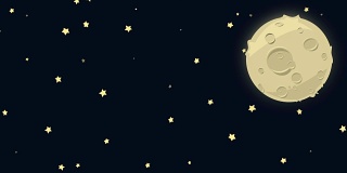 卡通月亮在夜空与星星