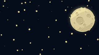 卡通月亮在夜空与星星视频素材模板下载