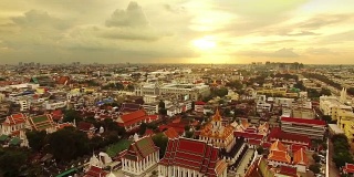 Wat Ratchanaddaram，曼谷，泰国，无人机