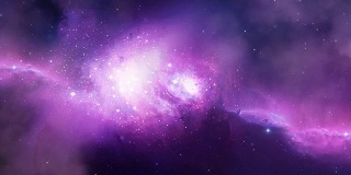 美丽的粉紫色星云和外太空的一个星系