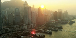 中国香港岛客运码头鸟瞰图