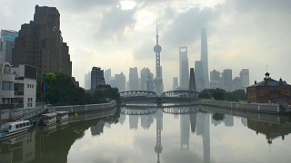 上海外滩花园桥在天际线视频素材模板下载
