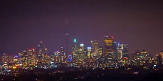 多伦多城市在夜晚天际线的时间流逝