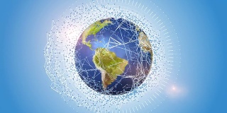 环绕蓝色地球的全球互联网网络