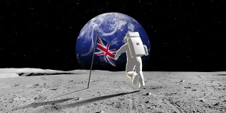 英国宇航员在行星上行走