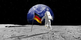 德国宇航员在行星上行走