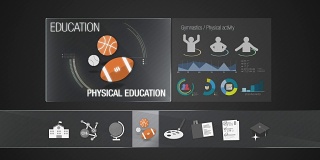 体育教育图标的教育内容。数字显示应用程序。