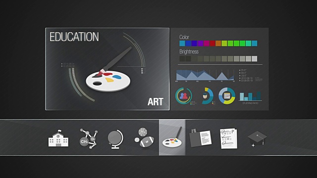 艺术科目的教育内容。数字显示应用程序。