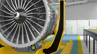 金属3D打印机和喷气风扇发动机智能工厂的概念。视频素材模板下载