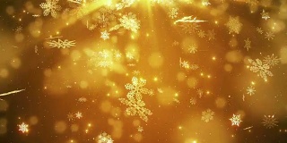 金色美丽的雪花飘落