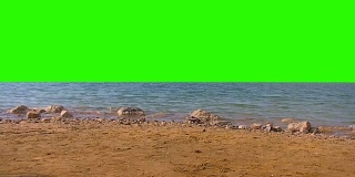 死海和海岸在一个绿色屏幕背景