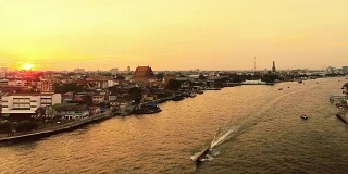 曼谷湄南河，无人机拍摄