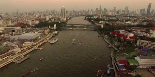 泰国曼谷湄南河，无人机拍摄
