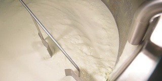 奶酪机将牛奶煮沸放入搅拌锅中，制作奶酪