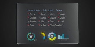 信息图形技术面板“健康记录”用户界面数字显示。