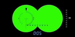 视角通过一个军事间谍双筒望远镜在一个绿色屏幕动画