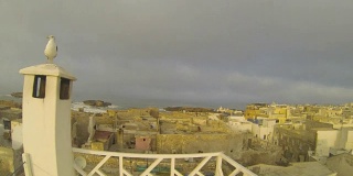 日落在esueira medina，摩洛哥，时间流逝