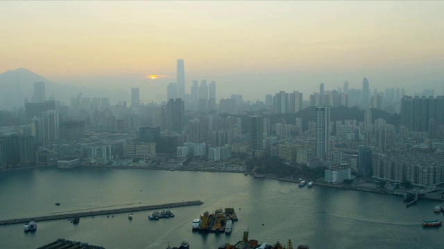 九龙湾日落鸟瞰图