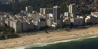从空中俯瞰科帕卡巴纳海滩，巴西里约热内卢