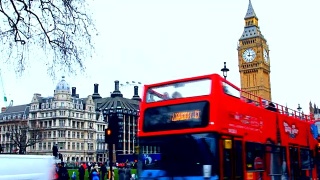 伦敦，大本钟，双层巴士视频素材模板下载