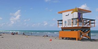 美国夏季日迈阿密南海滩救生员塔4k佛罗里达州
