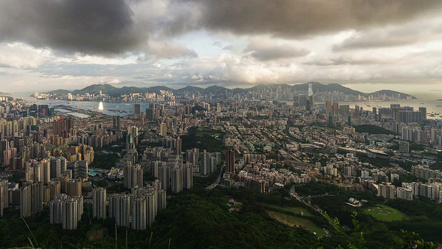 香港城市景观的时间推移