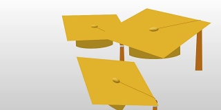 黄色帽子的动画与黄色流苏抛在空中