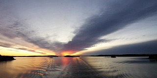 在美丽的日出时，波罗的海的Pan up