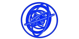 可循环的蓝线框架圆抽象在白色背景
