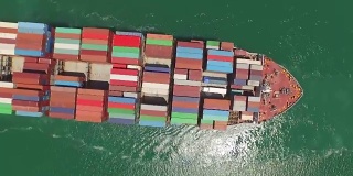 架空:大型集装箱船满载货物运输，货物运输