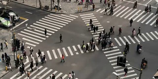 十字路口的延时鸟瞰图/上海，中国