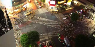 俯瞰日本东京的涩谷十字路口