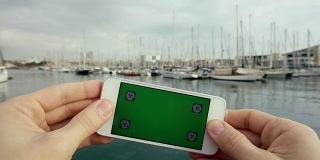 Green Screen Rotate Smart Phone Yachts in Harbour