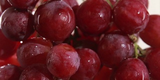 成熟的葡萄滴着水珠。孤立在白色背景上，特写