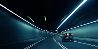 夜间高速公路上的汽车行车记录仪延时