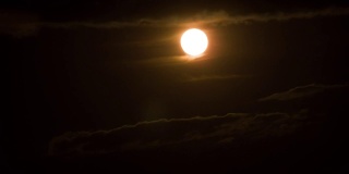 满月在乌云密布的夜空中升起。时间流逝
