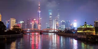 上海城市夜景，4k时间流逝