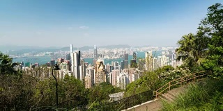 香港天际线时间从最高点开始- 4k