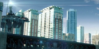 假UFO在芝加哥飞行的动画
