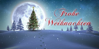 Frohe weihnachten的信息出现在雪景中
