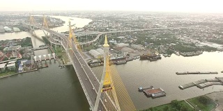 普密蓬大桥鸟瞰图泰国曼谷的重要地标和陆路交通