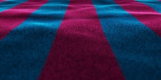 紫红花和蓝旗，纺织地毯背景，静止相机，循环