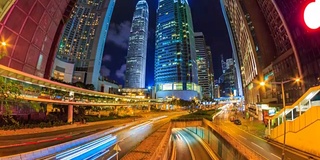 时光流逝香港夜景(向上倾斜)