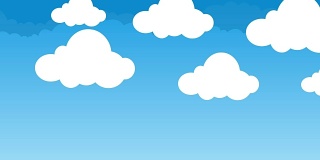可爱蓬松的卡通云在美丽的蓝天上盘旋