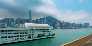 从内地俯瞰香港岛。时间流逝UHD