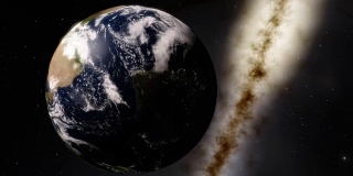 旋转银河系和行星地球的时间流逝