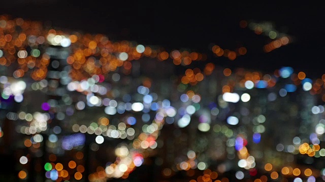 城市夜景，散焦，出焦，釜山，韩国。mov