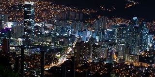延时城市夜景，釜山，韩国。mov