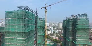 建筑工地鸟瞰图，上海，4k