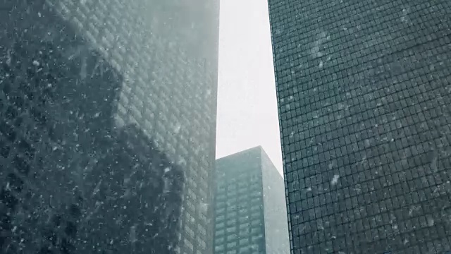 摩天大楼在暴风雪